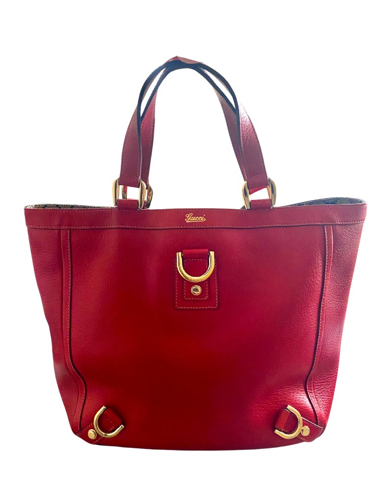 Rare Vintage Y2k Gucci Red Abbey D-Ring Leather Tote
